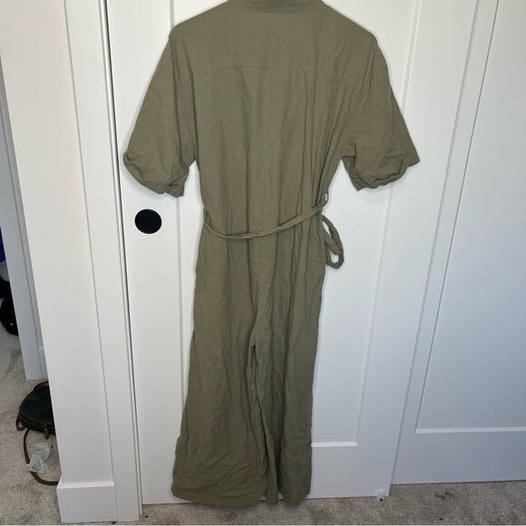 Lulus Your Lucky Day Olive Green Short Sleeve Culotte Jumpsuit Size Medium - Picture 7 of 7